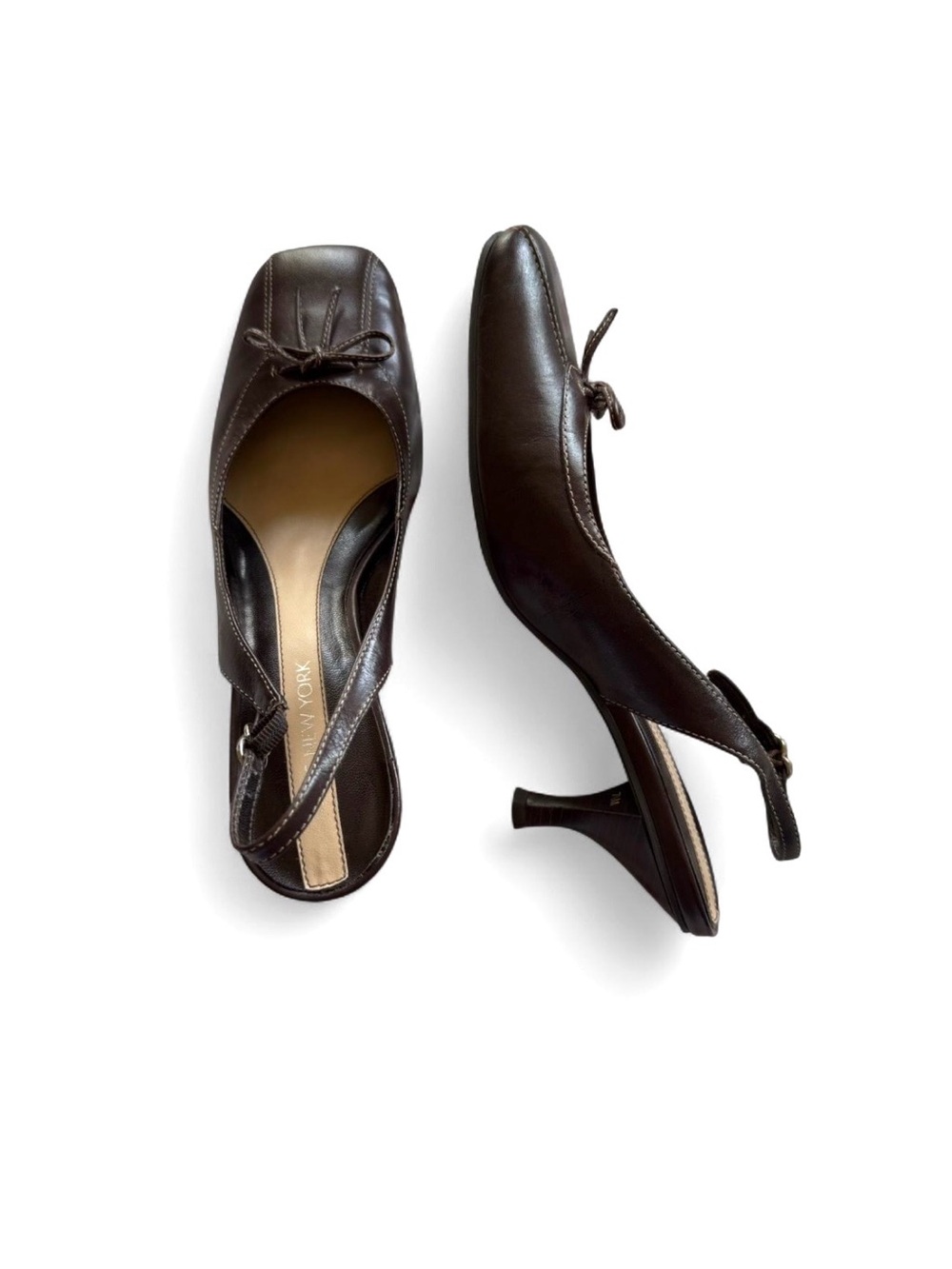 Y2K Leather Slingback Kitten Heels 7.5